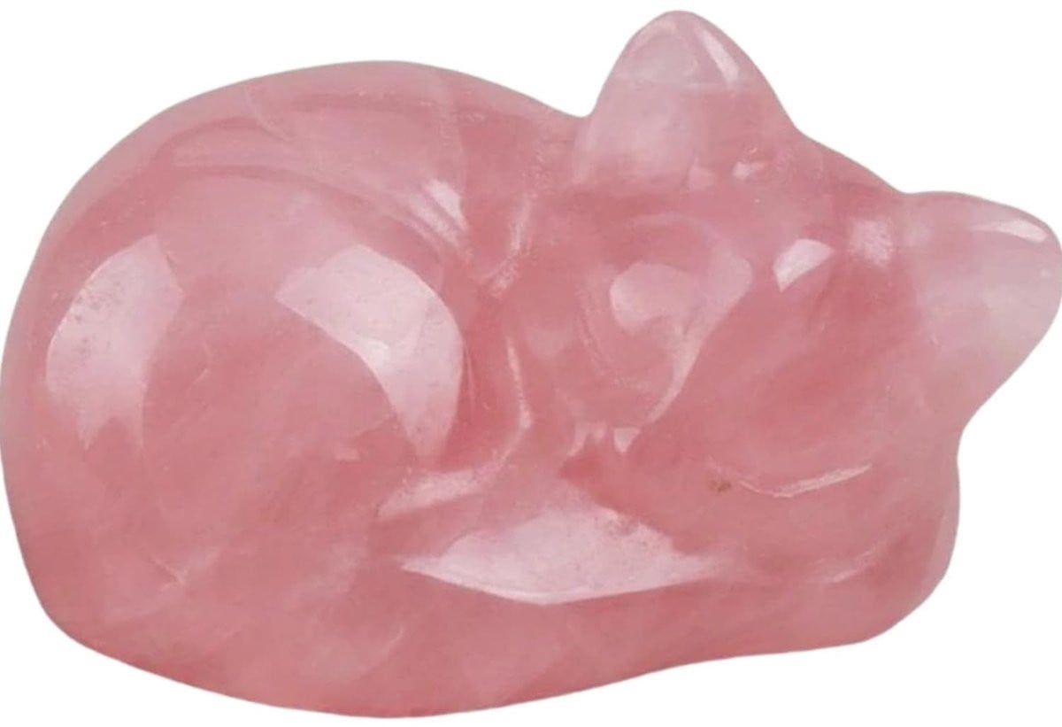 Solidchoice - Rozenkwarts Kat Beeldje voor Decoratie