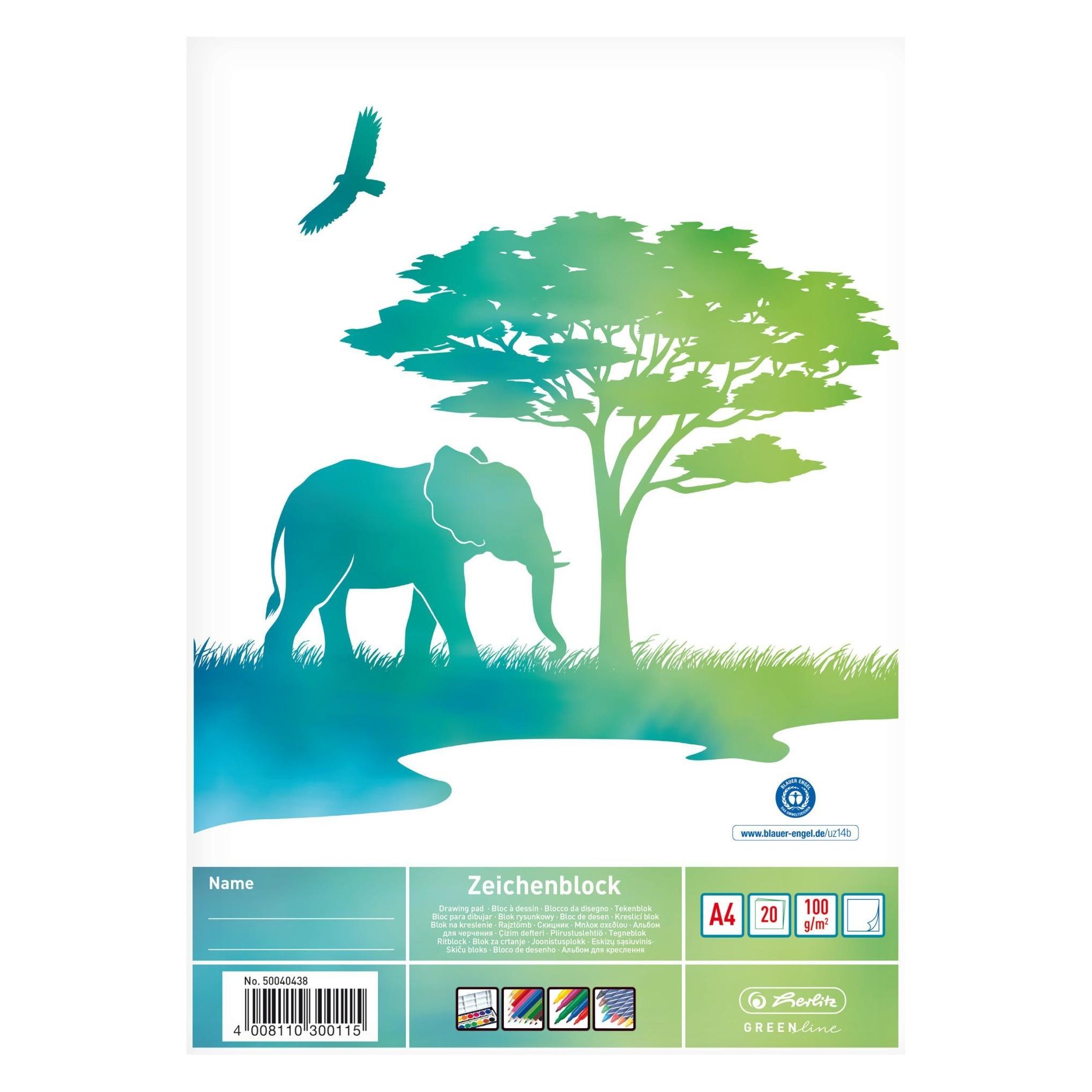 Herlitz Zeichenblock GREENline Elefant (A4) (50040438)