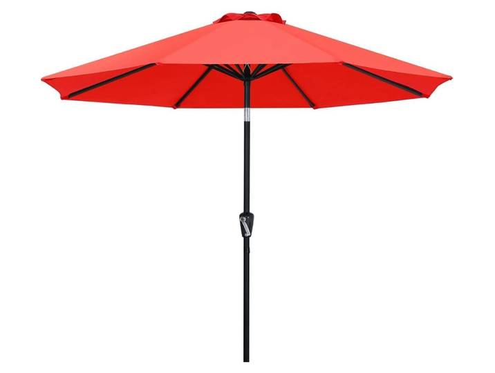 Sonnenschirm 270cm Rot Wasserabweisend Aluminium Kurbel & Neigungsfunktion