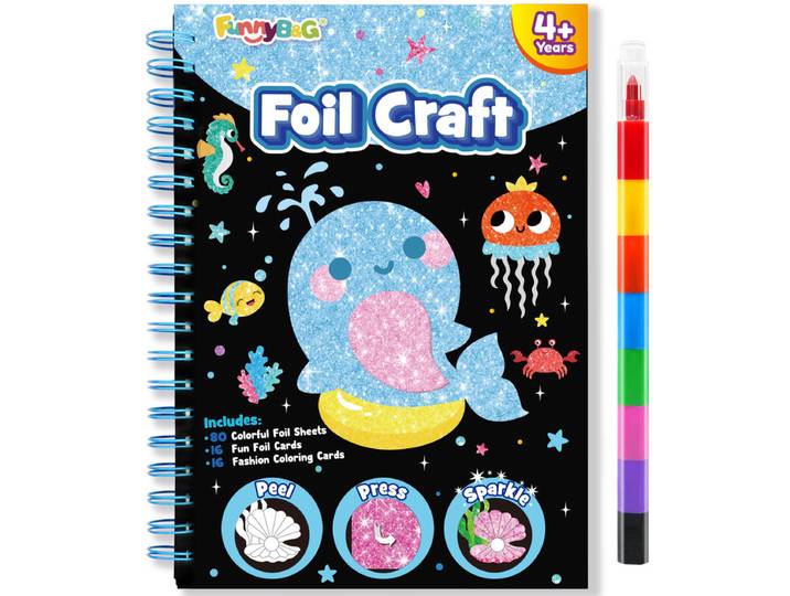Kit de loisirs créatifs art de la feuille série Océan, 1 ensemble, activité DIY sans bavure, jouet de voyage, cadeau d'anniversaire pour enfants de 4 à 9 ans