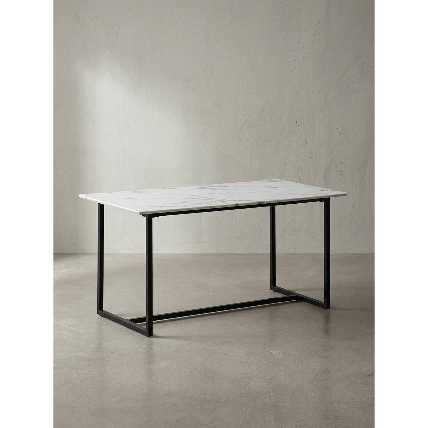 Esstisch Marmoroptik Metall Rechteckig Modern Groß, Weiß 200x90x76 cm