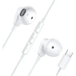 PowerGuard USB-C In-Ear Stereo Kopfhörer mit Mikrofon & Lautstärkeregler (NC, Kabelgebunden), Kopfhörer, Weiss