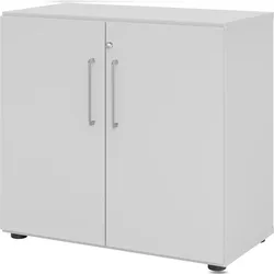 bümö Aktenschrank abschließbar, Büroschrank Holz 80cm breit in grau - abschließbarer Schrank mit Aktenregal für's Büro & Arbeitszimmer, Büro Möbel
