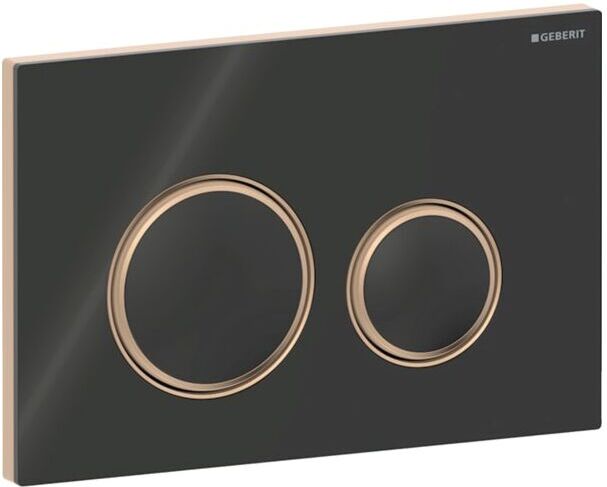Geberit Sigma 50 Round Betätigungsplatte 115650SJ1 Platte/Taste schwarz, Ring rotgold, für 2-Megen-Spülung
