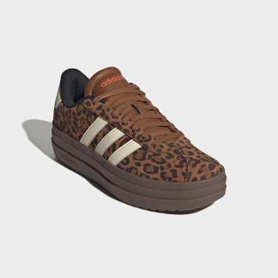 Sneaker ADIDAS SPORTSWEAR "VL COURT BOLD", Damen, Gr. 40,5, braun (dusky bronze, cream weiß, gum5), Leder, Synthetik, Schuhe Sneaker, inspiriert vom Design des adidas gazelle bold