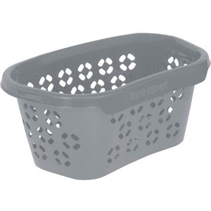 Keeeper Wäschekorb Anton, grau, mit 3 Griffen, aus Kunststoff, 57,5 x 38,2 x 26,5 cm, 30,5 Liter