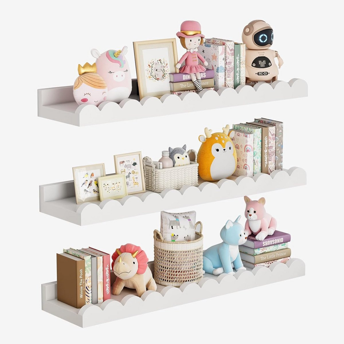 Set van 3 Drijvende Wandplanken - Witte Wandplanken voor Badkamer, Keuken en Kinderkamer