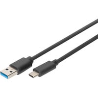 USB 3.2 Gen 1 Anschlusskabel USB-A > USB-C schwarz, 1 Meter, PD, Laden mit bis zu 60 Watt