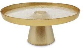 Classic Touch Glass Footed Cake Plate with Gold Rim (2 Sizes)