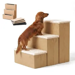 Relaxdays Faltbare Hundetreppe mit Stauraum Beige