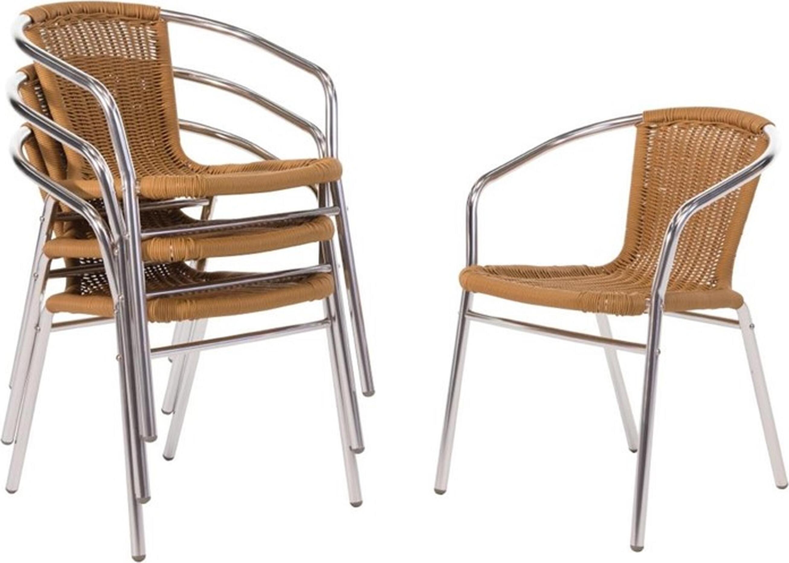 Bolero Rattanstühle mit Armlehne in Aluminiumdesign naturell (4 Stück)