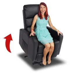Fernsehsessel MCW-K62, Sessel Relaxsessel TV-Sessel Liege, Liegefunktion Aufstehhilfe, Metall Kunstleder ~ schwarz