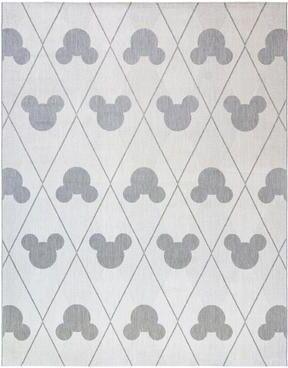 Licensed Disney Mickey Mouse Grey/ Cream Modern Argyle Flatweave Indoor/ Outdoor Area Rug
