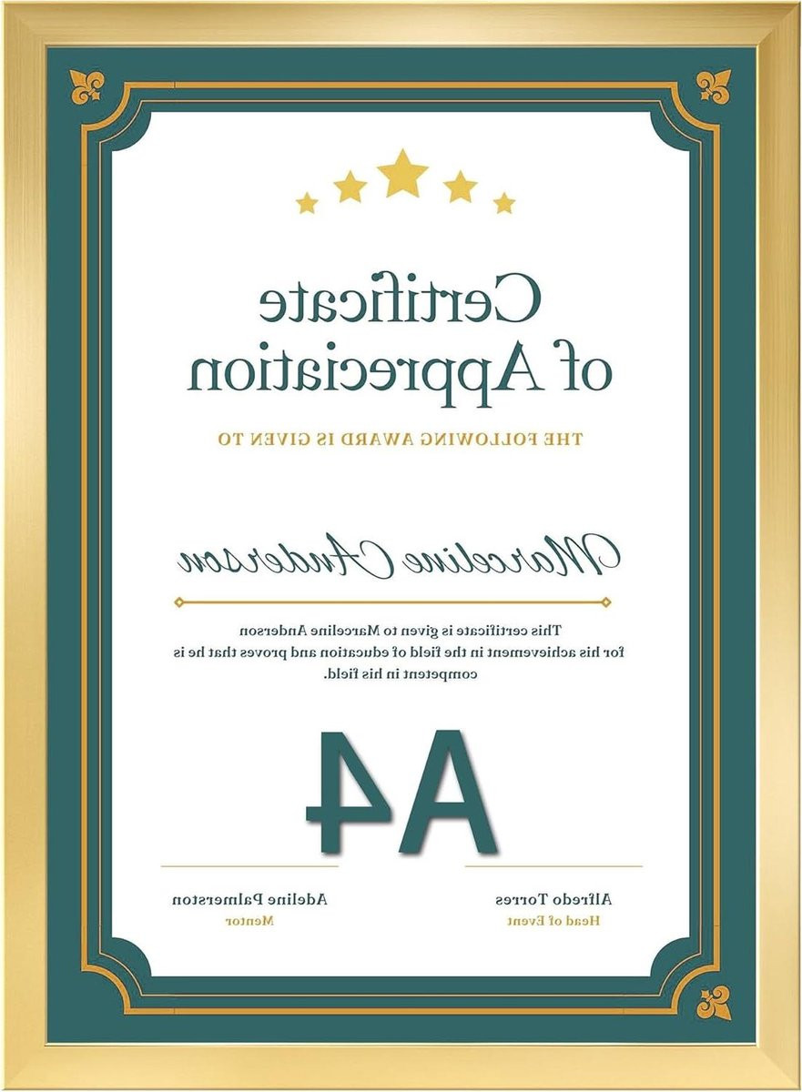 Gouden Fotolijst Certificaat Frame voor A4 of 8x6 inch - Goud