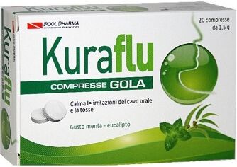 POOL PHARMA Srl Kuraflu Gola Eucalipto 20 Compresse 1.5g - Compresse con Aloe Vera e Acido Ialuronico