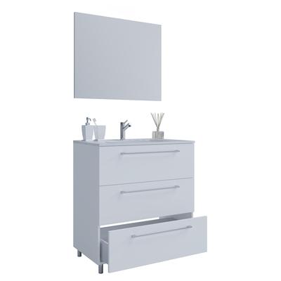 Waschtisch VCM "3-tlg. Waschplatz Waschtisch Badinos Schublade 3SC", weiß, B:80cm T:46cm, Waschtische, Waschtisch