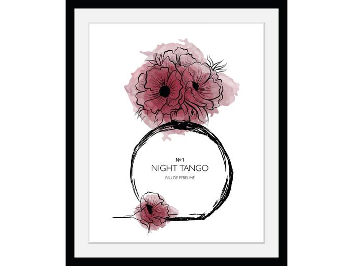 Bild mit Rahmen GOODPRODUCT Blumen Parfüm - Gerahmter Digitaldruck - Wandbild , rot (farbe rahmen: schwarz, farbe bild(er): rot), B:40cm H:50cm, Acrylglas, Holz, Bilder, Bild mit Rahmen, Holzrahmen - Dekoration