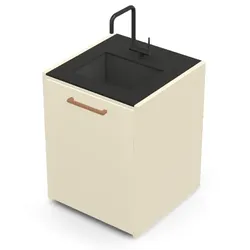 Brabura CT 60 Waschbeckenmodul - Nero Zimbabwe / Perle Blanche / Holzgriff