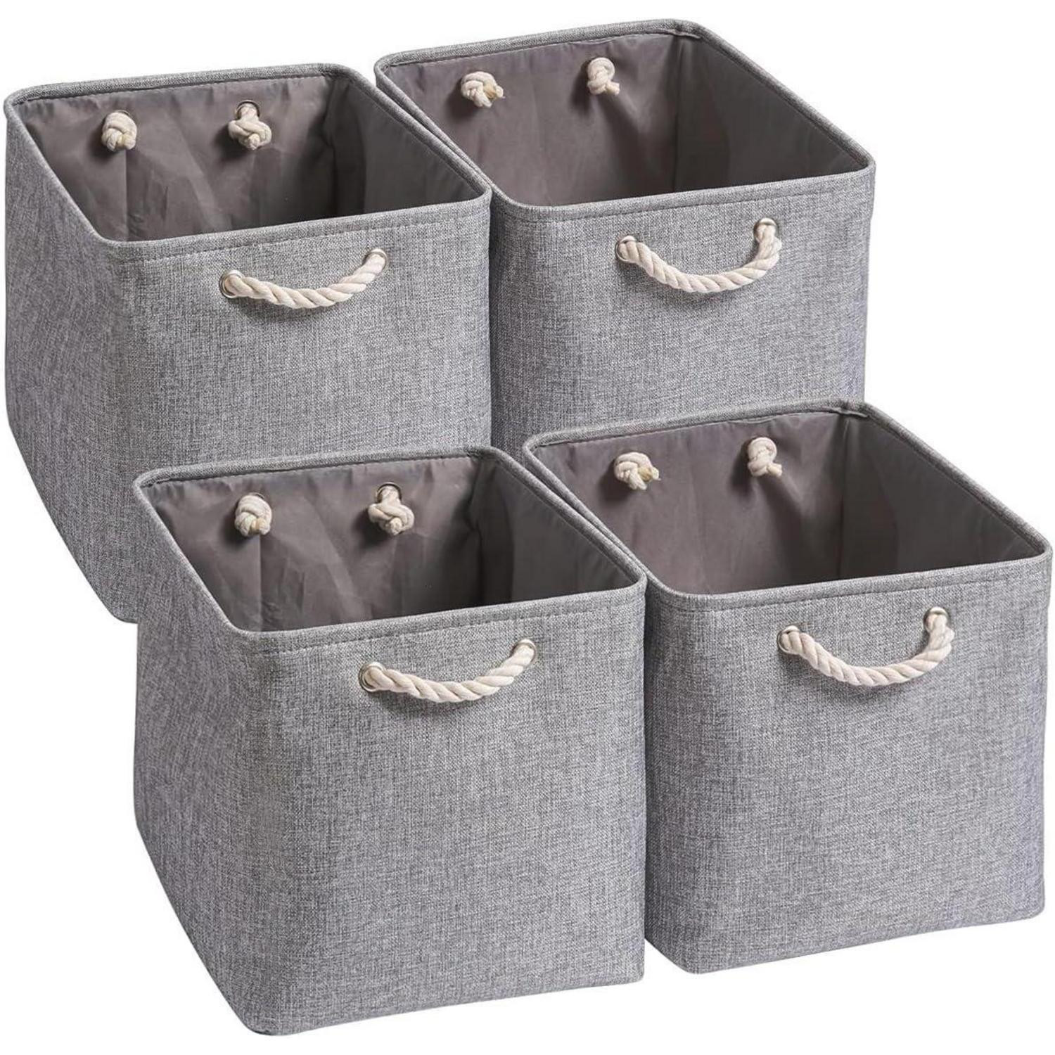 Mangata Opbergboxen van stof, grijs, set van 4, inklapbaar