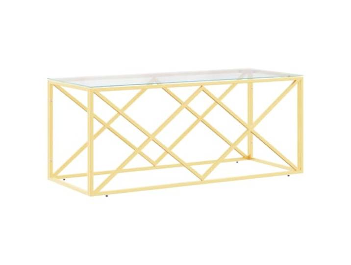 KKgypkn Couchtisch 110x45x45 cm Edelstahl Glas Korrosionsbestaendig, Leicht zu Reinigen, Vielseitig als Beistelltisch Nutzbar