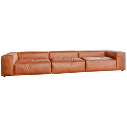 KAWOLA Sofa MIA Modulares Sofa 8-tlg. Lederfaserstoff cognac