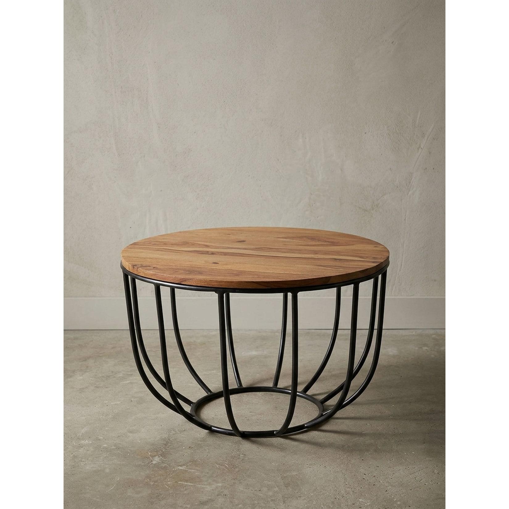 Couchtisch Sheesham Massivholz Industrial Design 60x39x60 cm