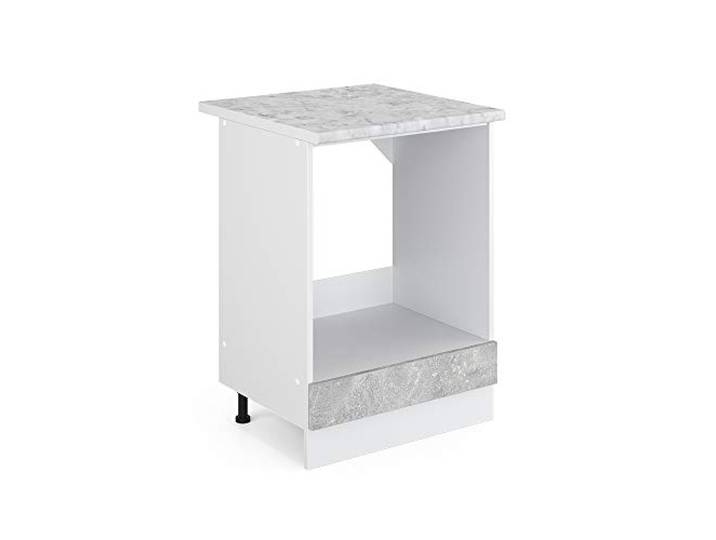 Vicco Herdumbauschrank R-Line, Beton, 60 cm Backofennische · Arbeitsplatte Marmor · Höhenverst. Füße · Frei kombinierbar · Einfache Integration