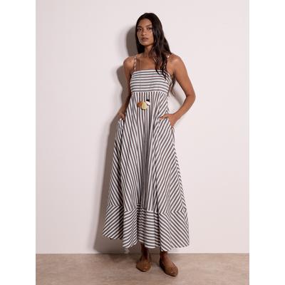 Maxikleid APRICOT "Streifenkleid in langer Länge", Damen, Gr. M (38), gewebt, braun, gewebt, , Modisch, Kleider Maxikleid, mit Trägern