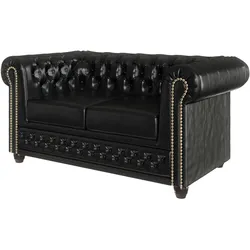 CHESTERFIELD-SOFA 2-sitzer mit Schlaffunktion Morin Schwarz vegan Leder