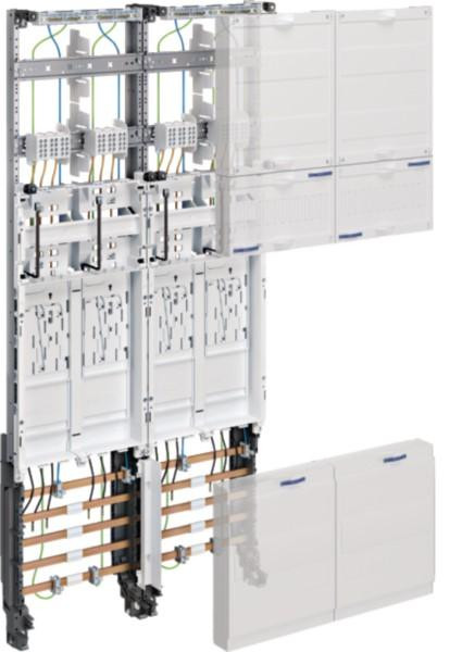 Hager Complete installatieplaat 4P eHz DSS ZK3ED24N met 2 compartimenten, Hoogte: 1050 mm