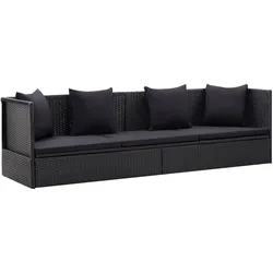 Helloshop26 - Gartensofa mit Kissen und Polster schwarzes Kunstharzgewebe 02_0011999