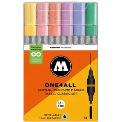 Molotow, Marker, Acrylmarker One4All Acrylic Twin Pastel Classic Set (6x)