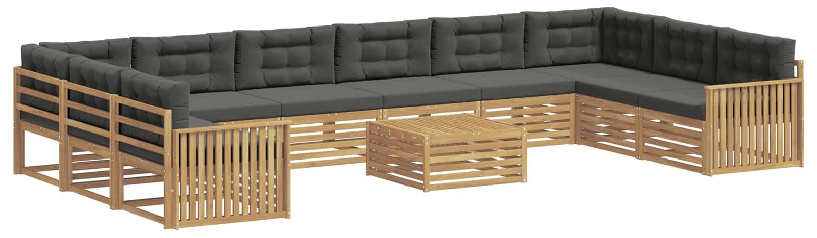 11-teiliges Gartenmöbel-Set Akazienholz 10-Sitzer Modulares Latten-Design