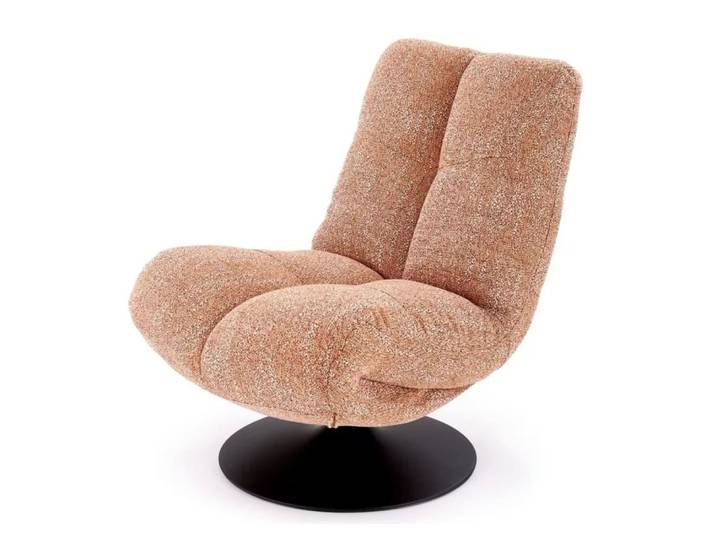 Fauteuil design pivotant en tissu de polyester cannelle