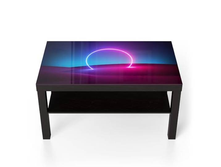 DEQORI Glastisch schwarz groß 90x50 cm Motiv Surreale Oase ausgefallener Beistelltisch aus Glas Hochglanz Couchtisch fürs Wohnzimmer moderner Couch Tisch mit Design