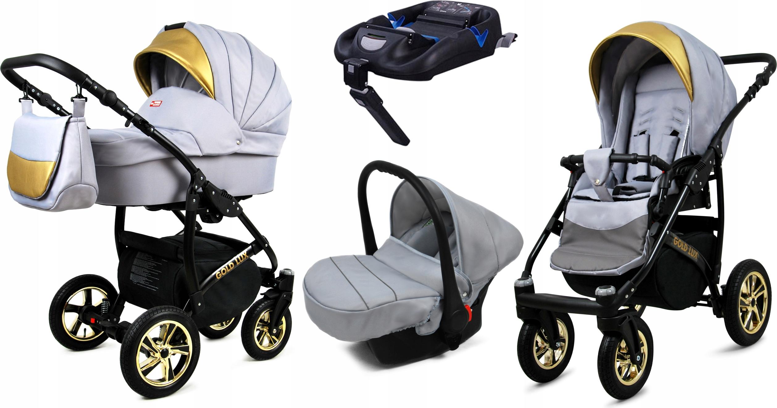 BabyLux Gold Lux | 4in1 Kinderwagen Set | Silver | Kombikinderwagen | Kinderwagenset | Isofix-B