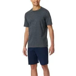 Schiesser Casual Essentials Short Sleeve Pyjama Grau Baumwolle Large Herren