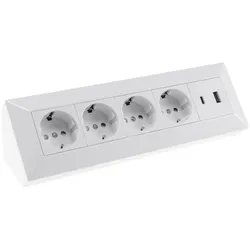 Chilitec, Steckdosenleiste, Steckdosenblock 23788, 4-fach, USB-A+C, 250V/16A, weiss (4x, USB-A, USB-C)