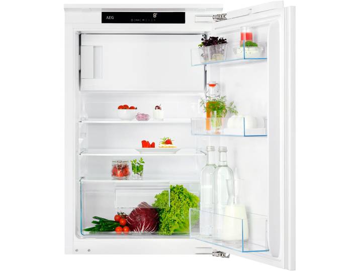 AEG Einbaukühlschrank TSF5O88EF , Energieeffizienz: E, silber (weiß), Rechtsanschlag, wechselbar, Kühlschränke, 118 L, variable Glasablagen bis zu 25 kg belastbar, Touch, Festtür, Einbaukühlschrank