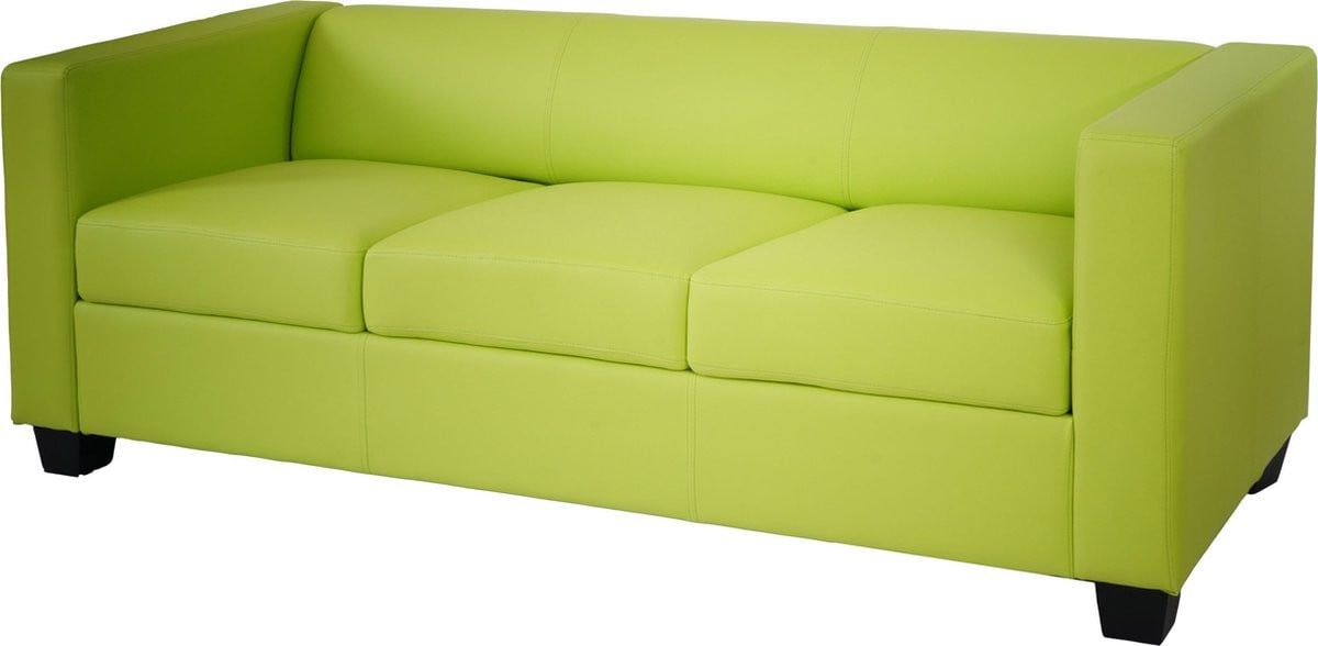 Lille moderne 3-zits loungebank in lichtgroen kunstleer