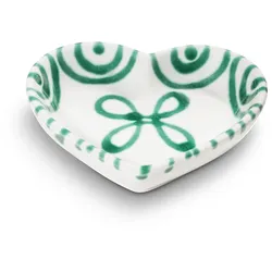 Gmundner Keramik Grüngeflammt, Herzschale (L:10cm)