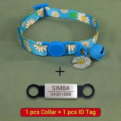 Uplift Essentials Signature Series Personalized Safety Collar blue Chrysanthemum