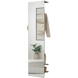 GARDEROBE in Salbei Grün, Kompaktgarderobe mit Spiegel und Kleiderstange, 50 x 200 cm