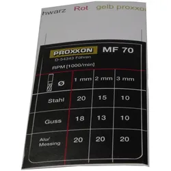PROXXON 27110-64 Tabelle für Micro-Fräse MF 70
