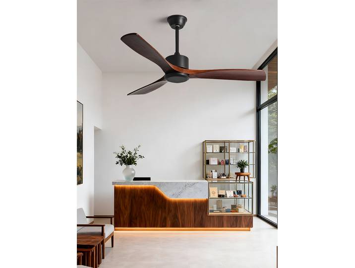 Grand ventilateur de plafond noir à énergie éolienne pour restaurant, salon, usage domestique, sans lumière, ventilateur électrique, ventilateur-lustre