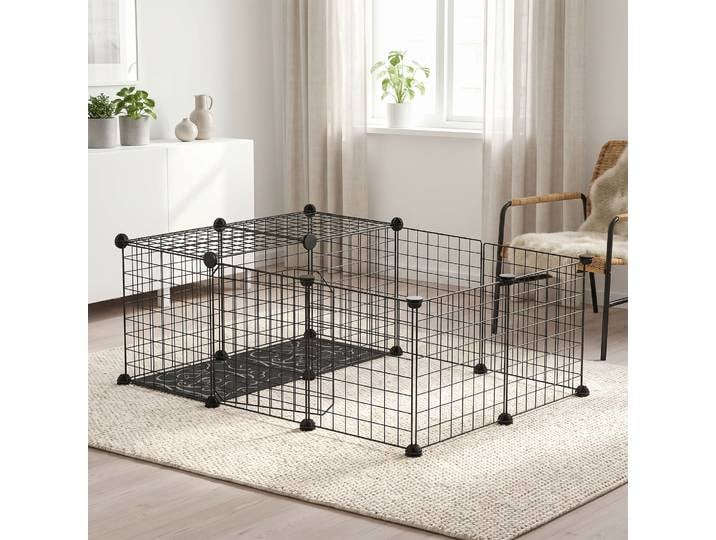 PawHut Enclos Lapins Modulable Noir