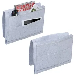 Relaxdays Hellgraue Betttasche im 2er Set Grau