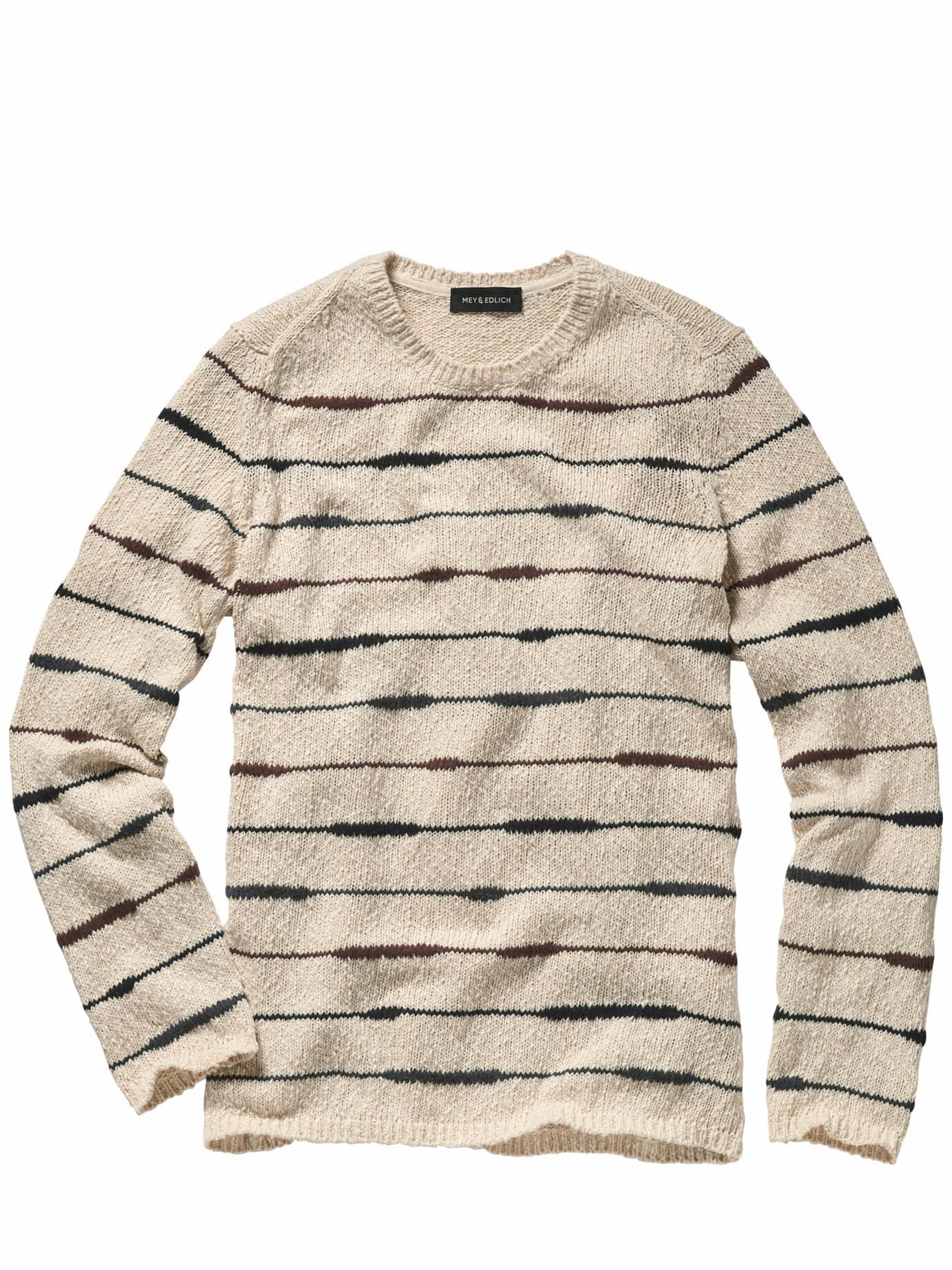 Mey & Edlich Herren Flammen-Pullover Beige 76 % Baumwolle, 24 % Leinen