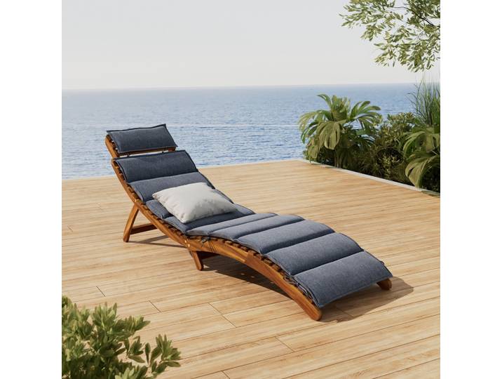 Gartenliege Natalie Grau/Holzfarben Holz/Textil