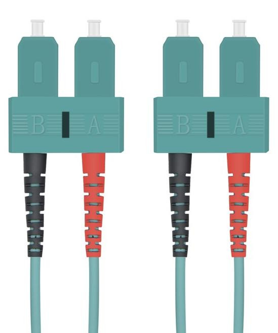 Helos LWL-patchkabel SC/SC, dubbelkern, 50/125µm, OM3, blauw, 0,5 meter